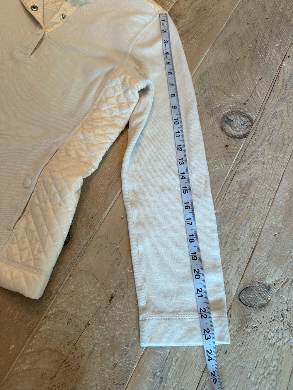 Tommy Bahama Aruba Cream Quilted-Panel Pullover Quarter Snap Top Jacket M - Picture 6 of 10